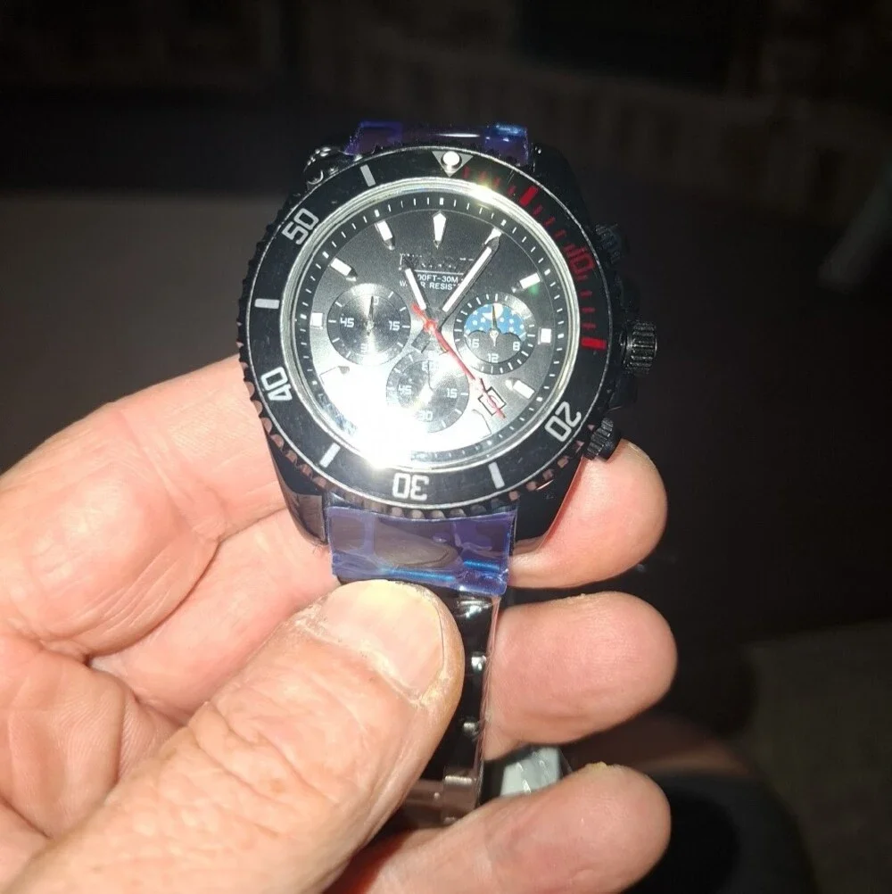 Black Men's Wristwatch with Metal Bracelet - WISHDTIL